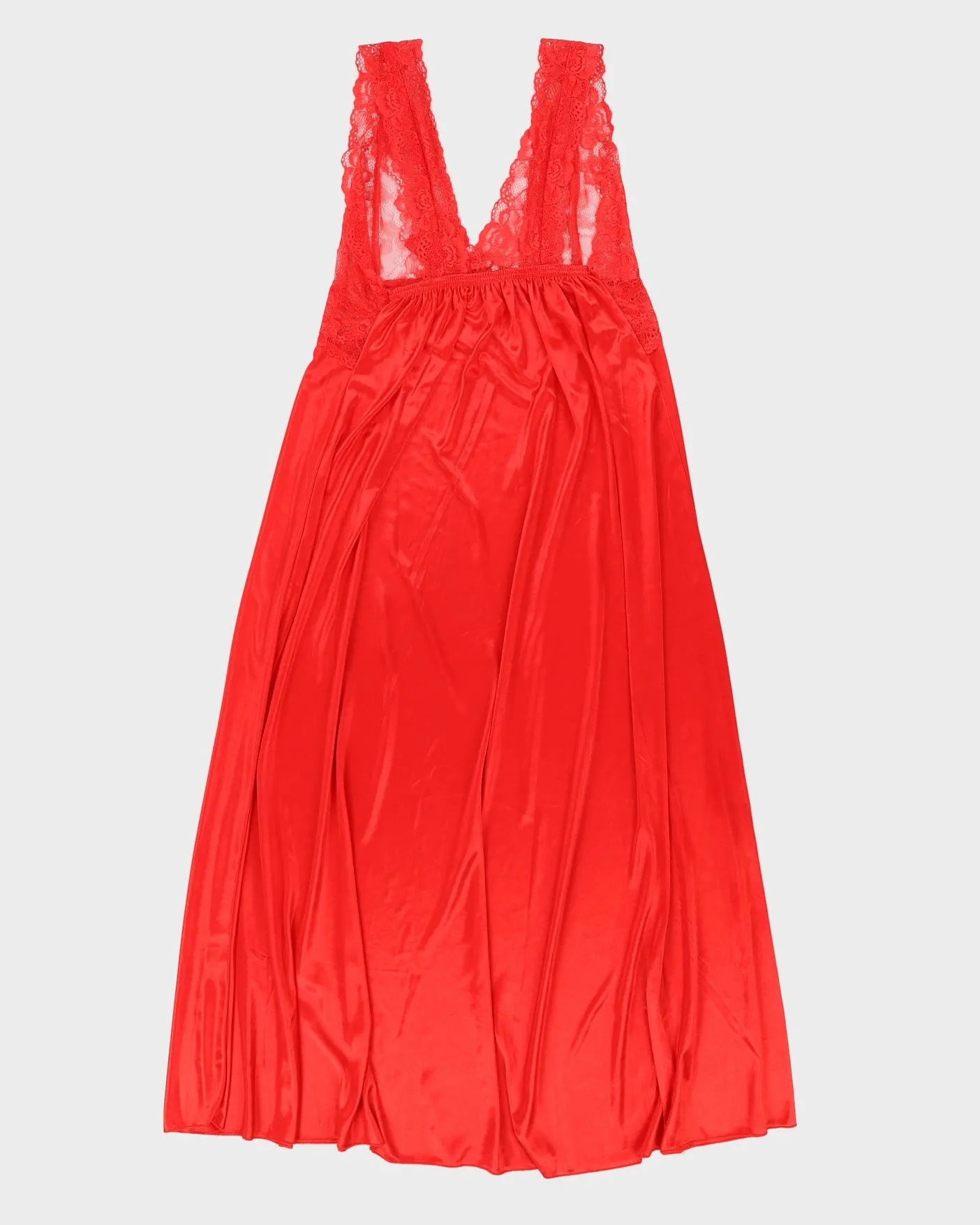 00s Red Lace Detailed Slip Dress - M