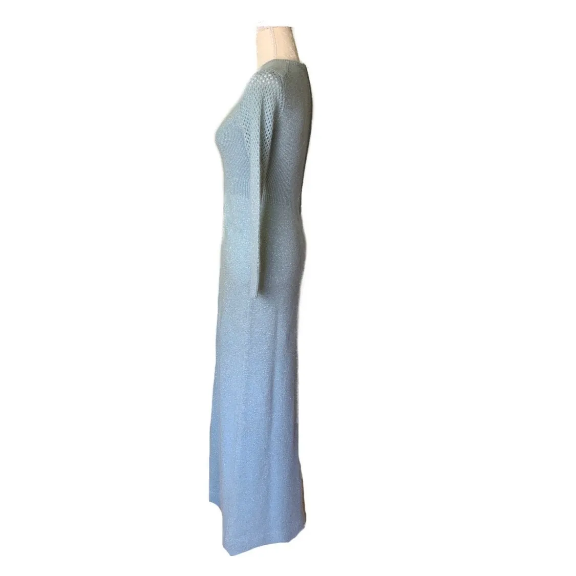 1970s Blue Sweater Maxi Dress by Saks Fifth Avenue. Wool and Mohair Knit. Sustainable Clothing.