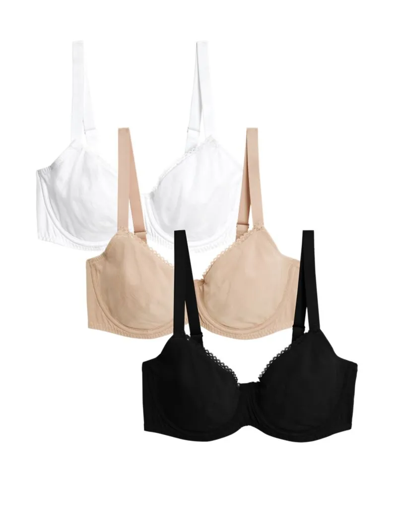 3pk Cotton Rich Wired Full Cup Bra A-E