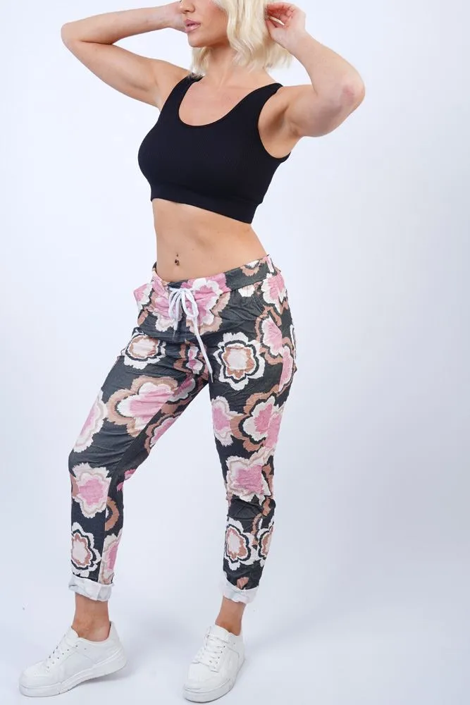 Abstract Tie Dye Print Drawstring Waistband Pants