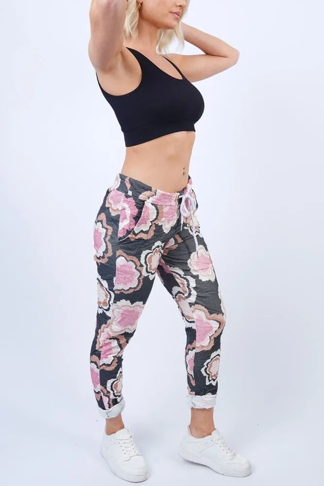 Abstract Tie Dye Print Drawstring Waistband Pants