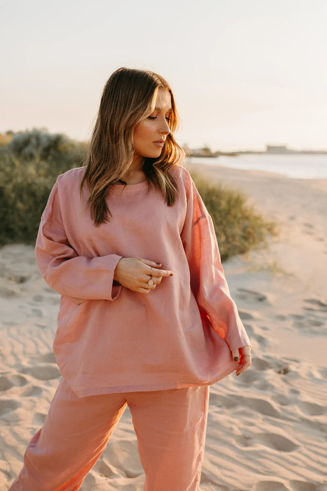 Allegra Linen Top in Old Rose