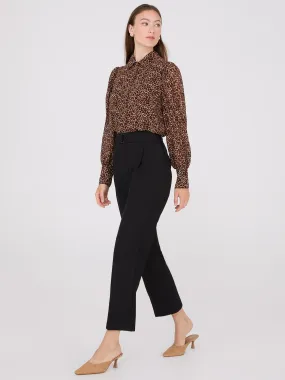 Animal Print Chiffon Volume Sleeve Blouse