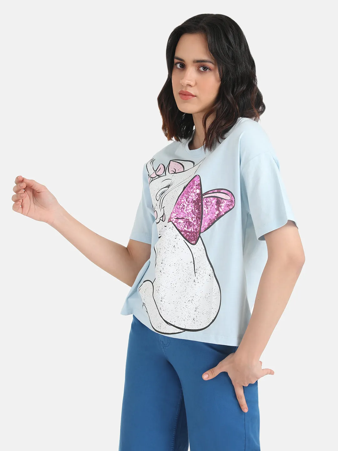 Aristocats  Disney Printed T-Shirt With Sequin Work