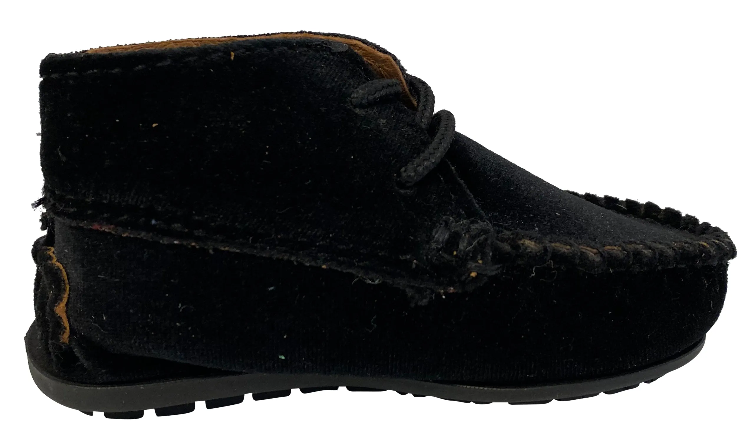 Atlanta Mocassin Girl's and Boy's Velvet Booties, Black