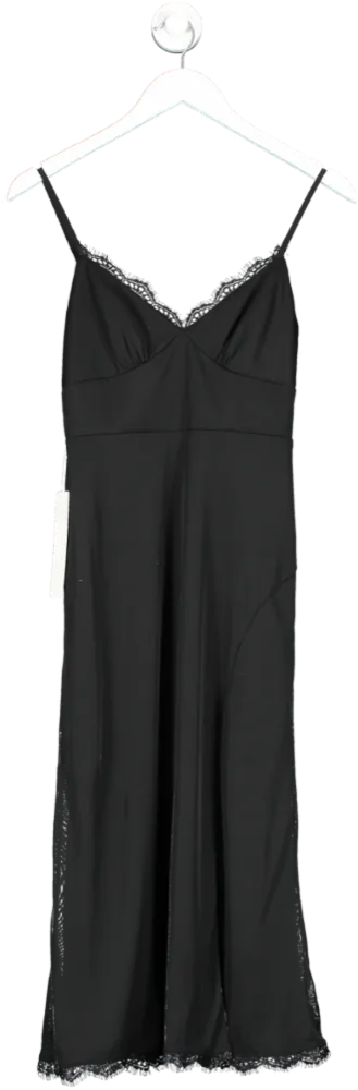 AZAZIE Black X Kendall   Kylie V Neck Mesh Midi Slip Dress UK XS