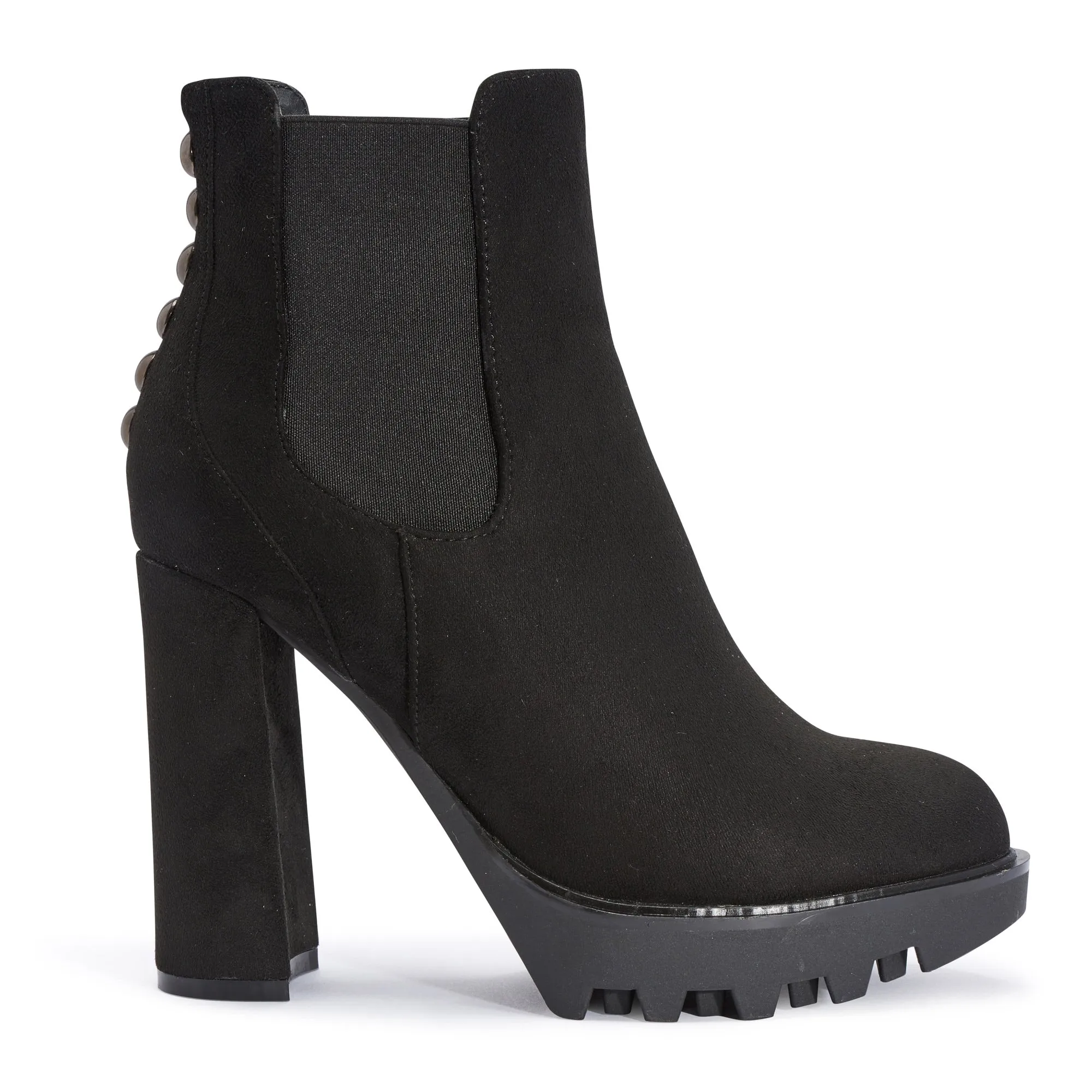 Black Block Heel Chunky Elastic Boot