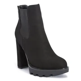 Black Block Heel Chunky Elastic Boot