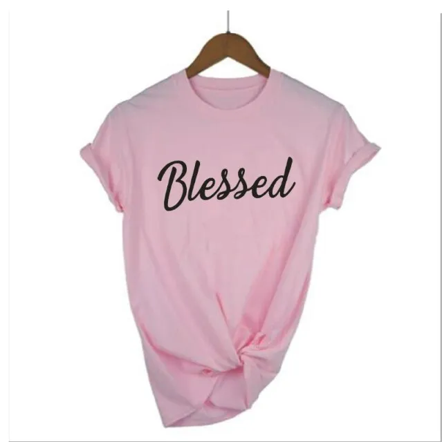 Blessed Letter Printing T-shirt Women