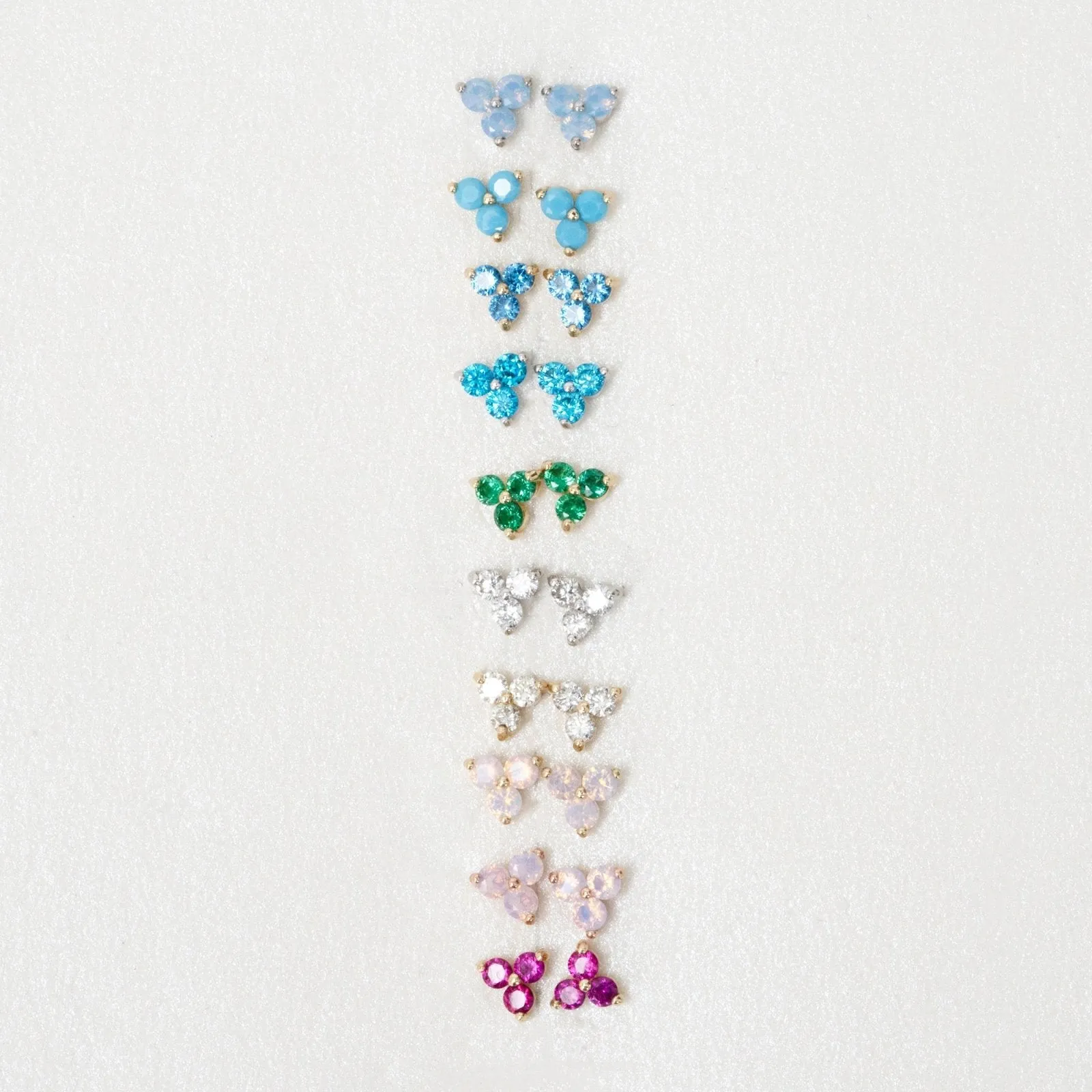 Blue Opal Trinity Cluster Flat Back Stud