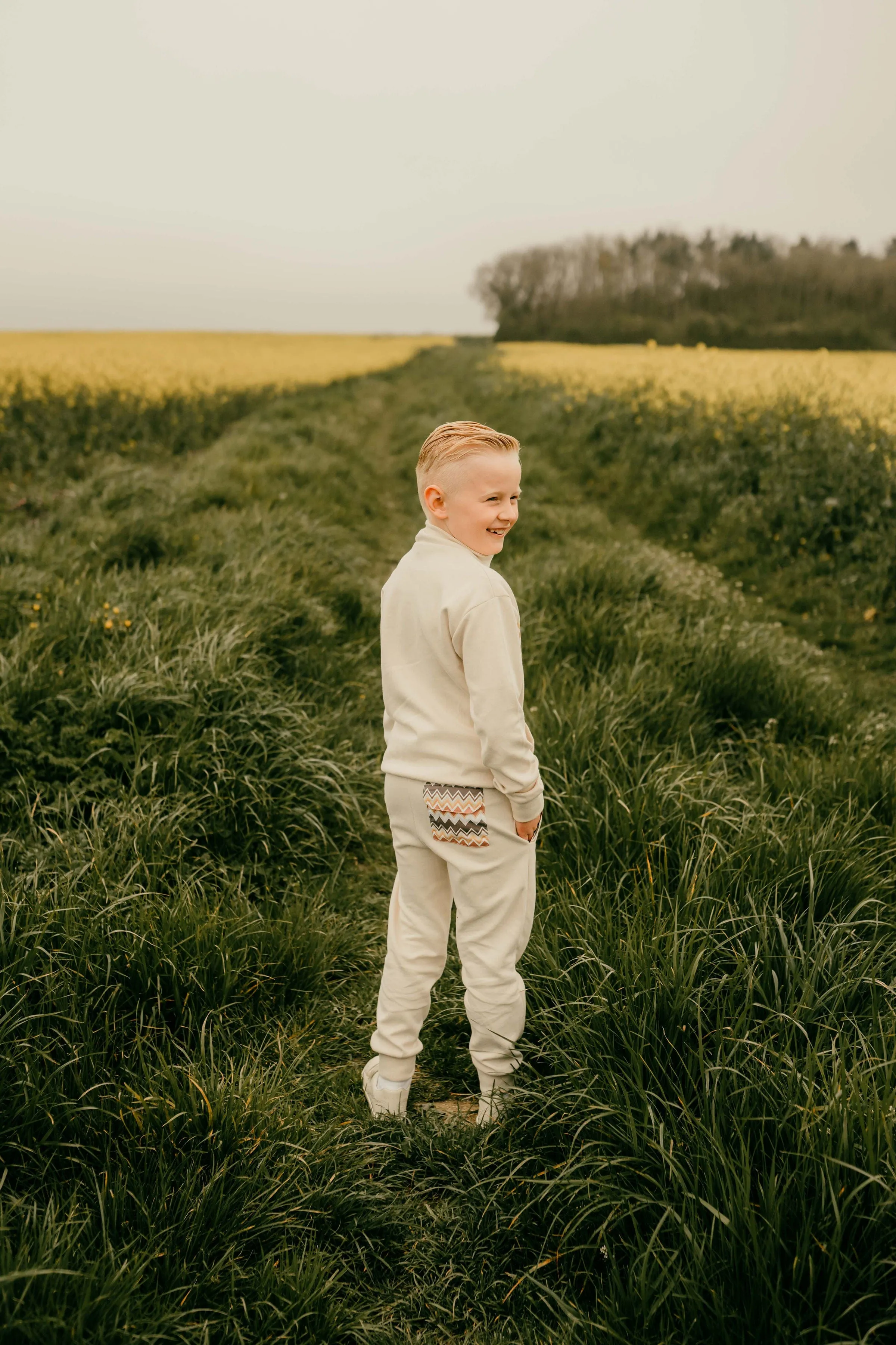 Boys Cream Zig Zag Tracksuit