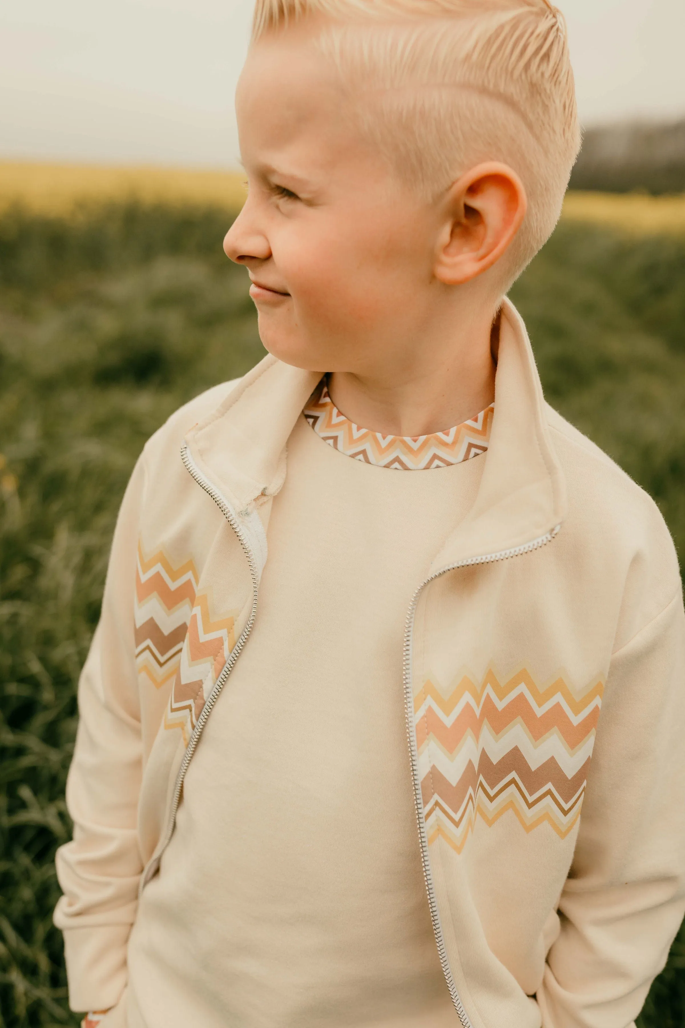 Boys Cream Zig Zag Tracksuit