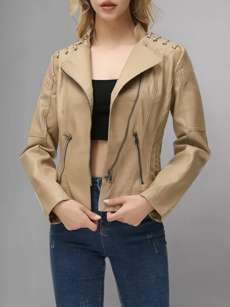 Brown Long-Sleeve Moto Jacket - Women & Plus