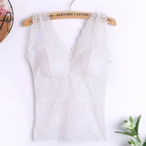 Camisole Bra Lace Tank Top Padded Camisole Push Up Bras Wide Straps Tube Crops Tops