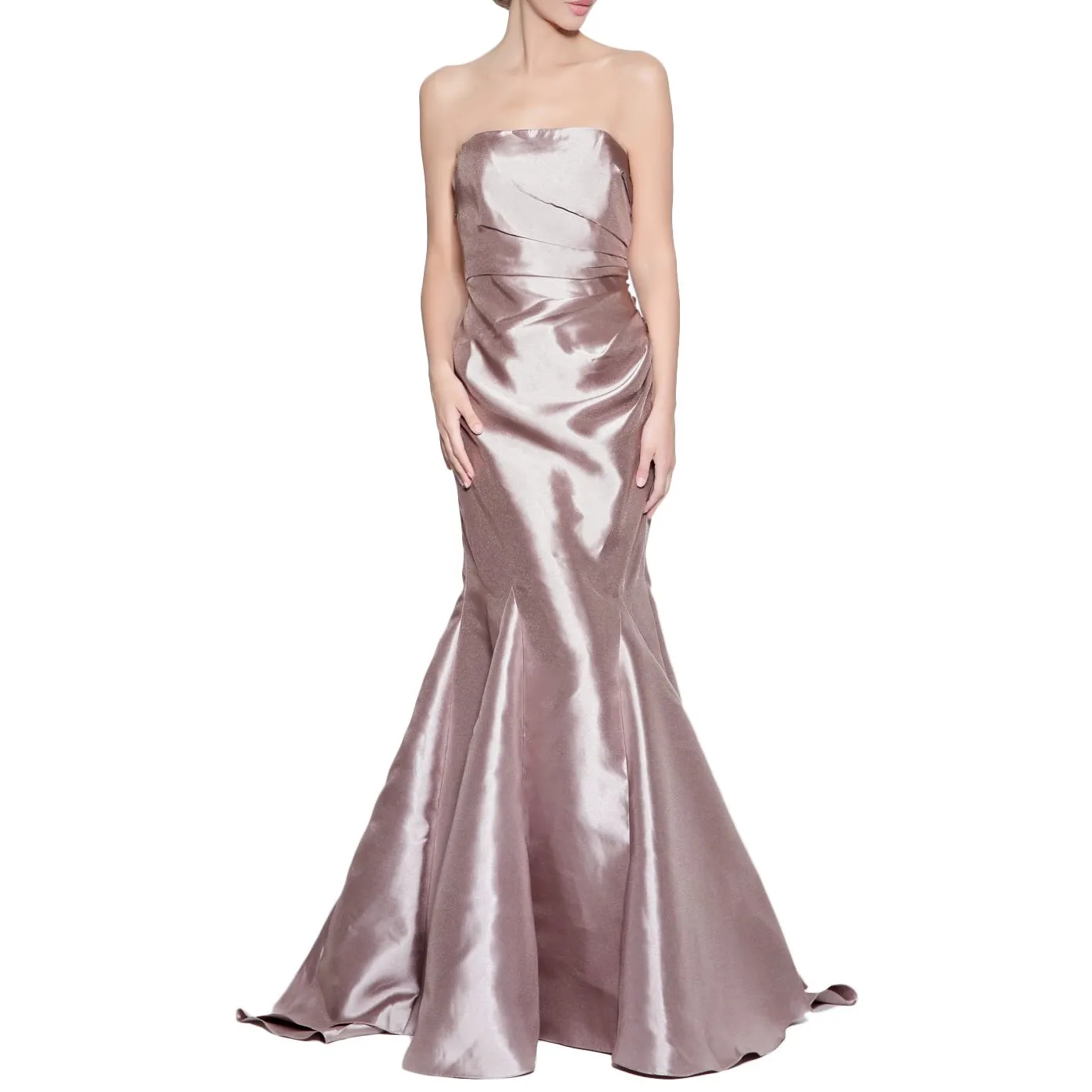 Champagne Mikado Strapless Gown