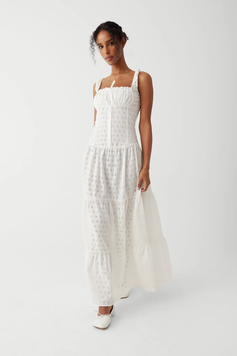 Christabelle Eyelet Maxi Dress - Angel's Wing