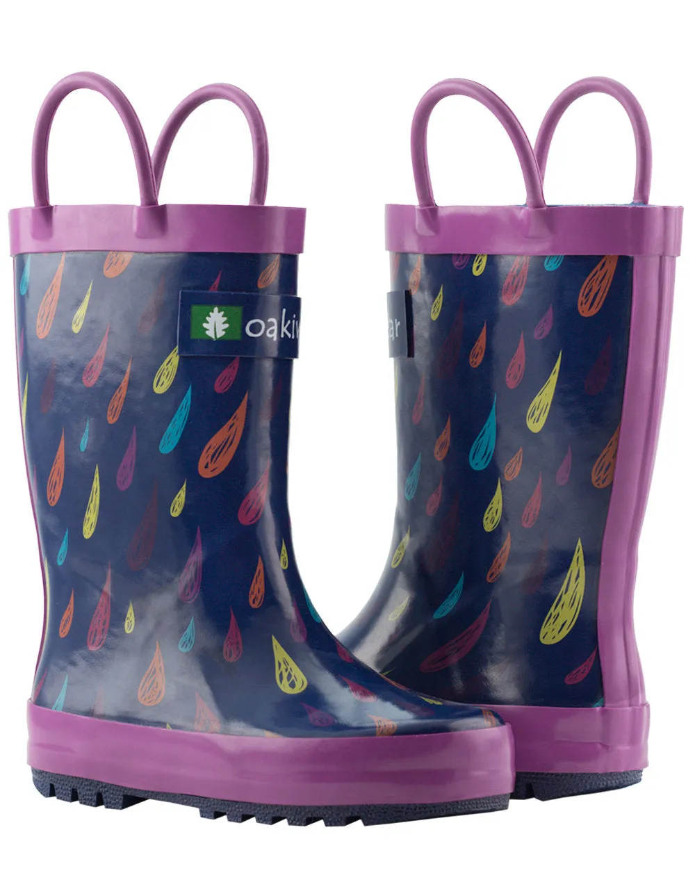 Colorful Raindrops Loop Handle Rubber Rain Boots