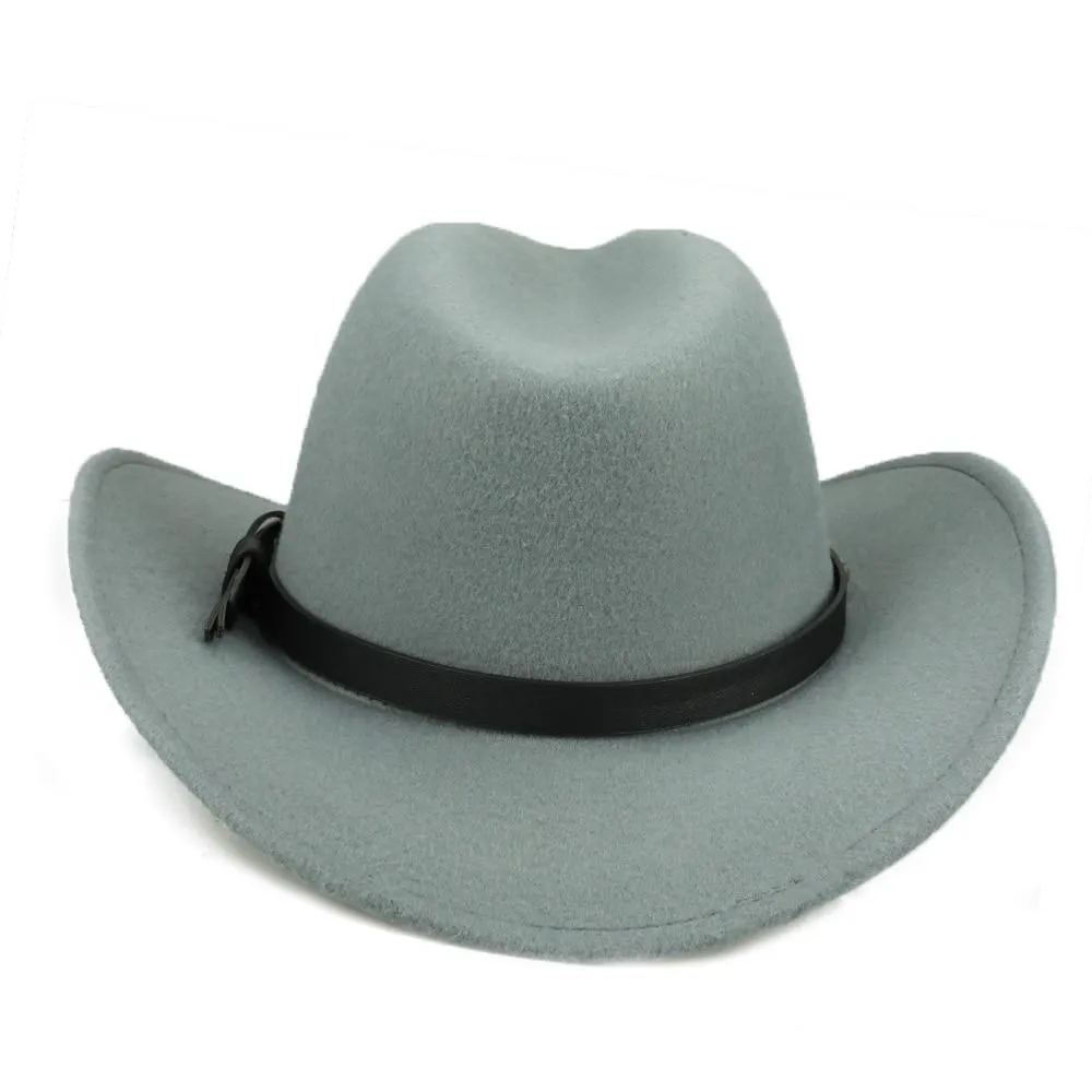 Cowboy Hat with Featured Belt Blue Stone and Black Band