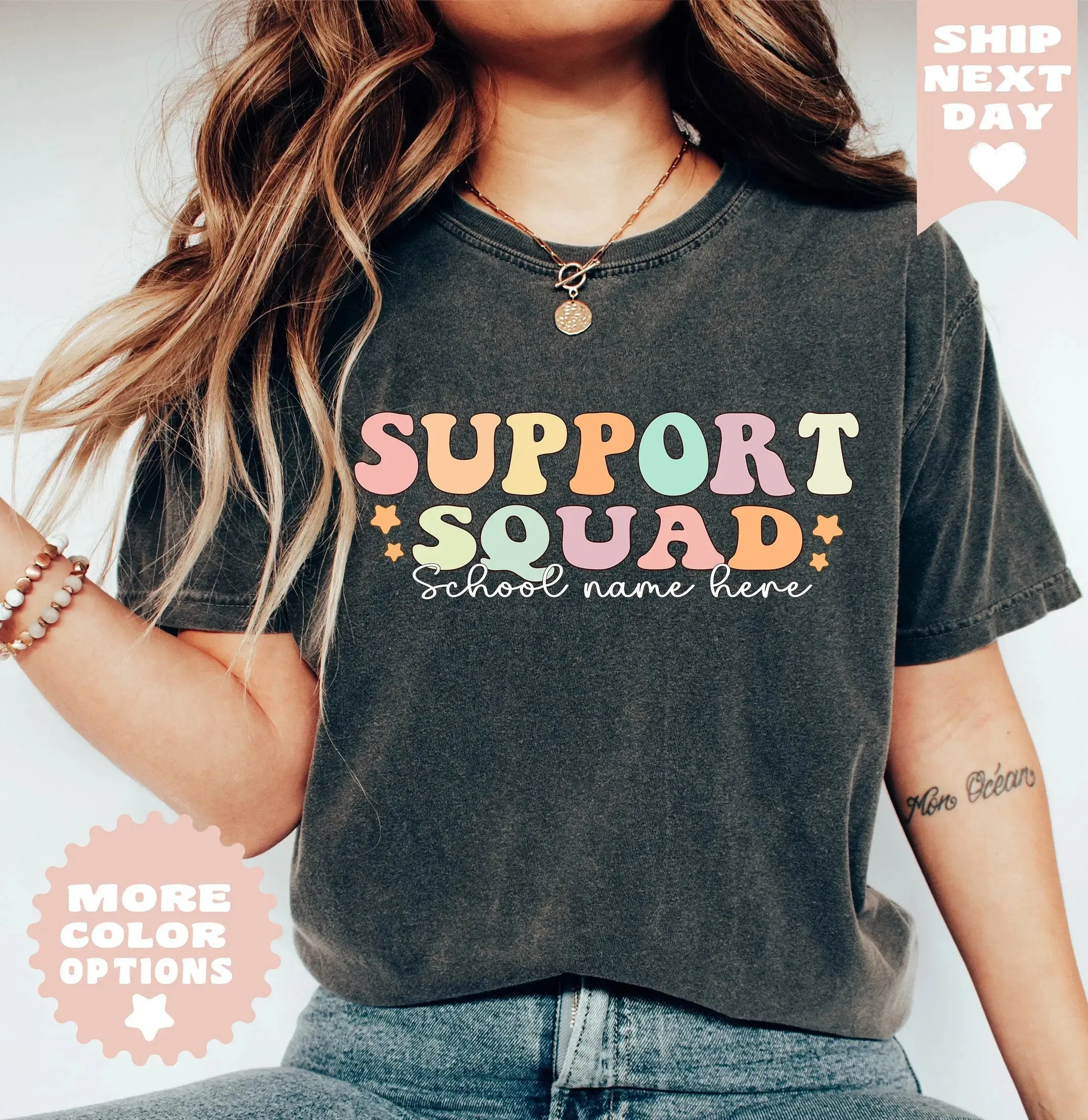 Custom support squad School Name Shirt , Support Squad Shirt, Support Teacher T-Shirt, Custom School Name Shirt, School Support Staff