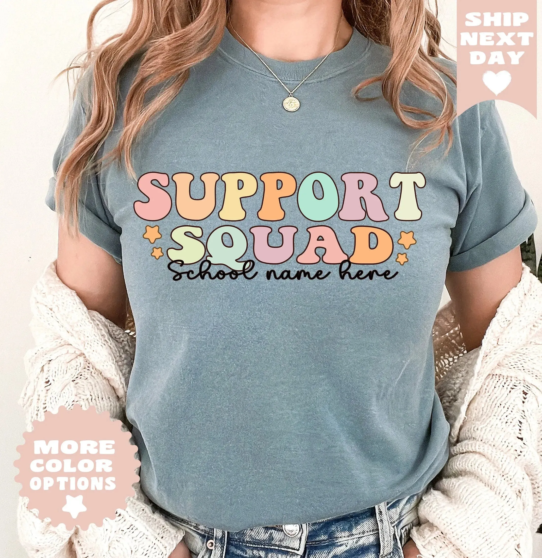 Custom support squad School Name Shirt , Support Squad Shirt, Support Teacher T-Shirt, Custom School Name Shirt, School Support Staff