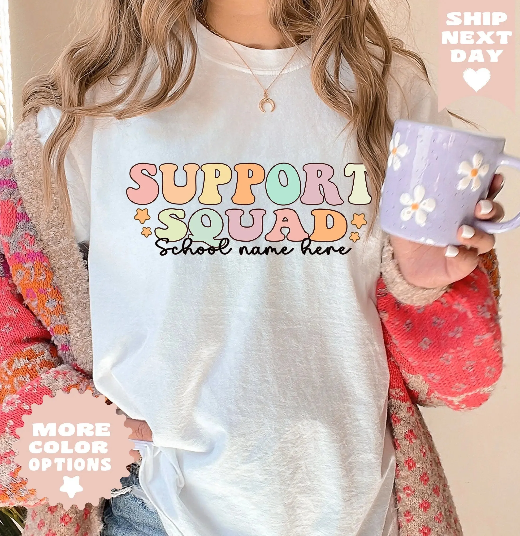 Custom support squad School Name Shirt , Support Squad Shirt, Support Teacher T-Shirt, Custom School Name Shirt, School Support Staff