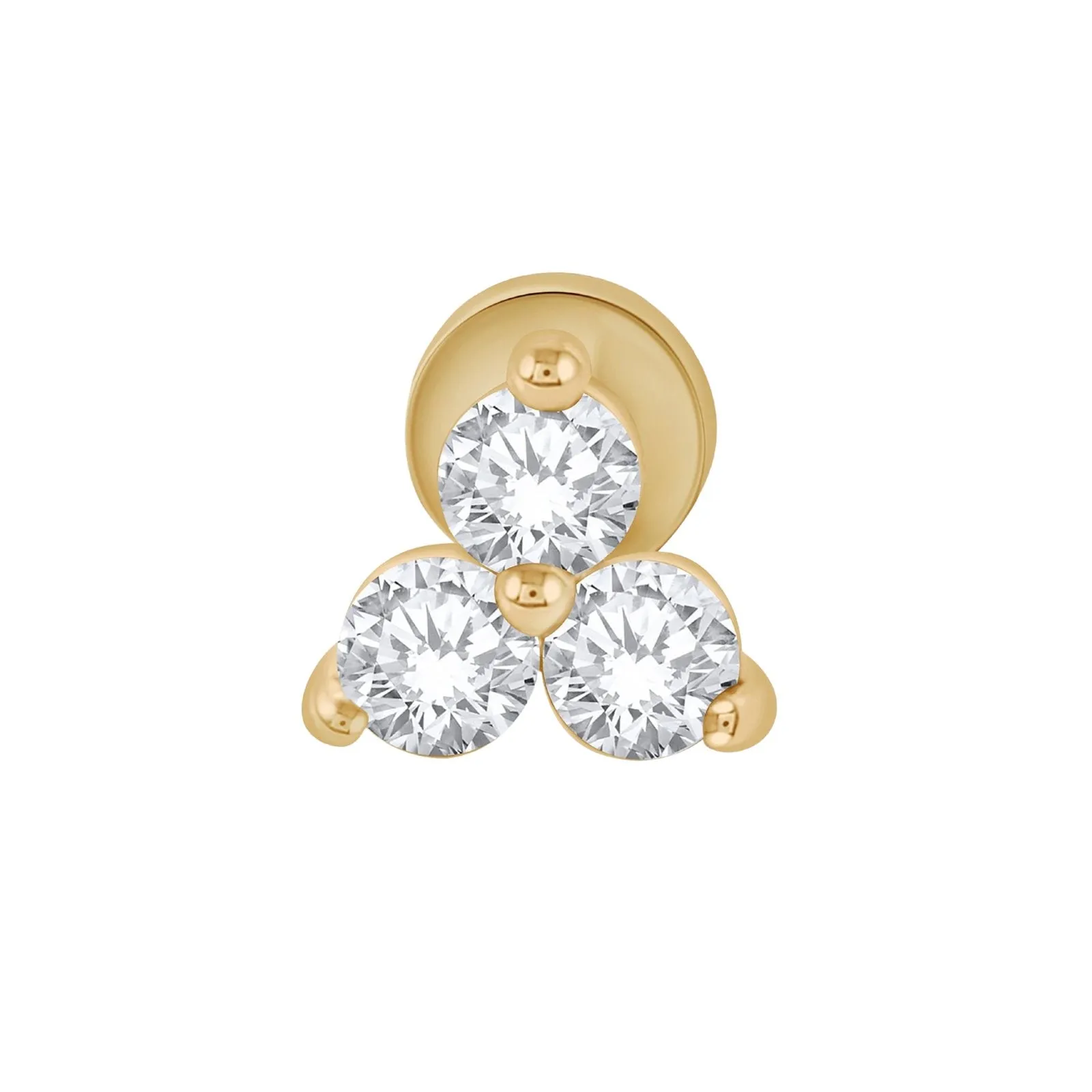 Diamond Trinity Cluster Flat Back Earring