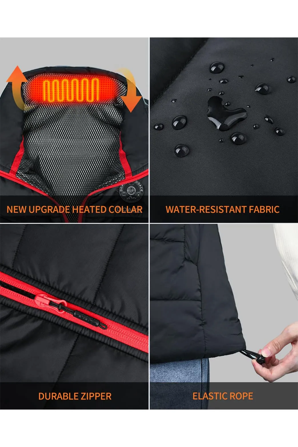 DOACE Wear Cotton Stand Collar Heated Vest for Women(Battery Not Included)