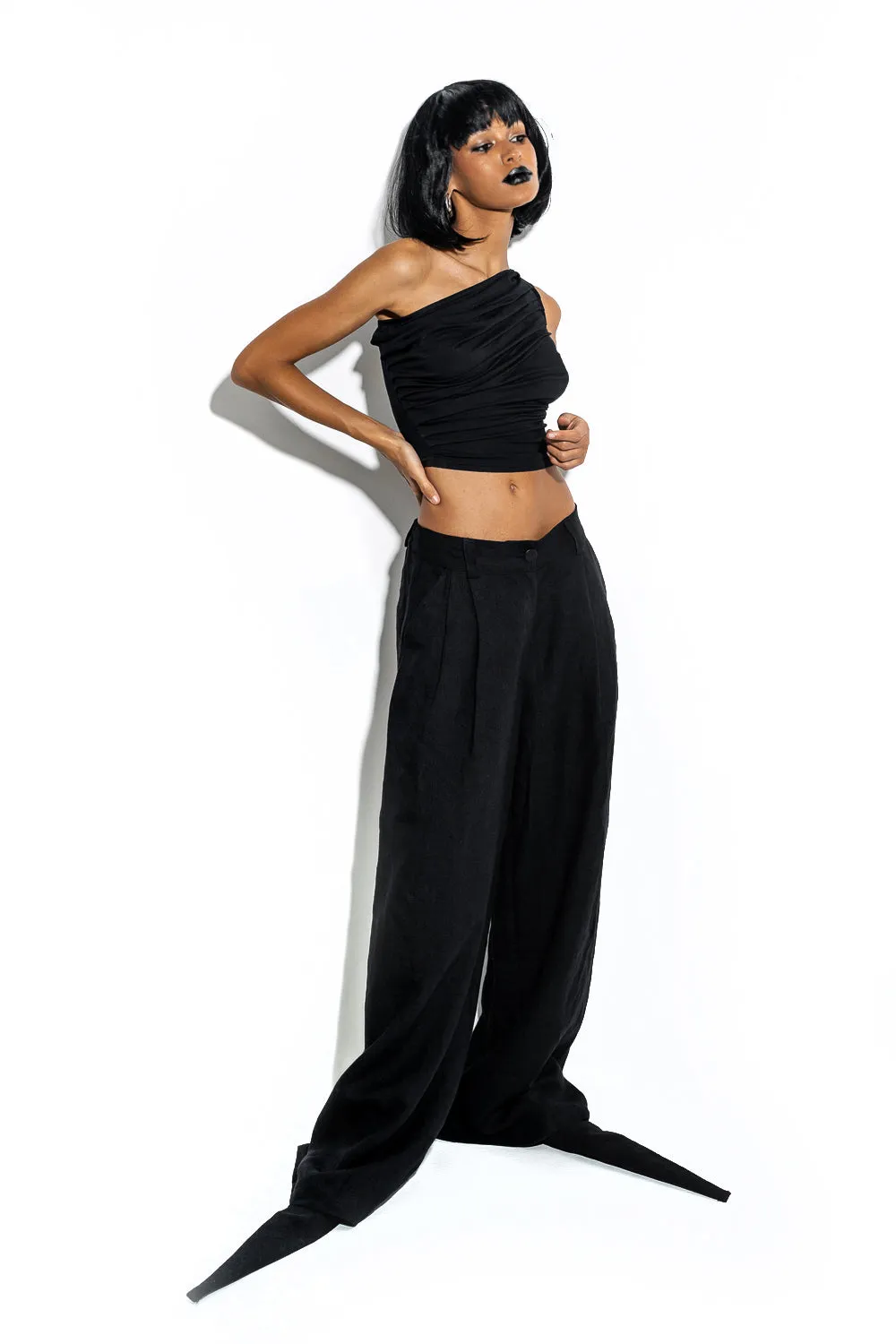 Draped one-shoulder top