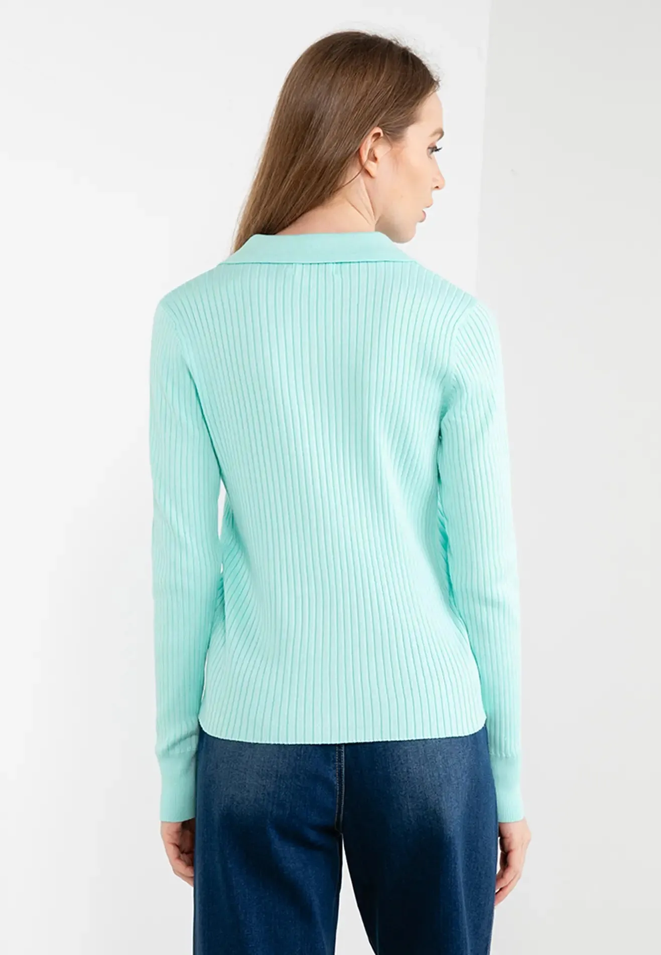 ELLE Apparel Collared Button Up Knit Top