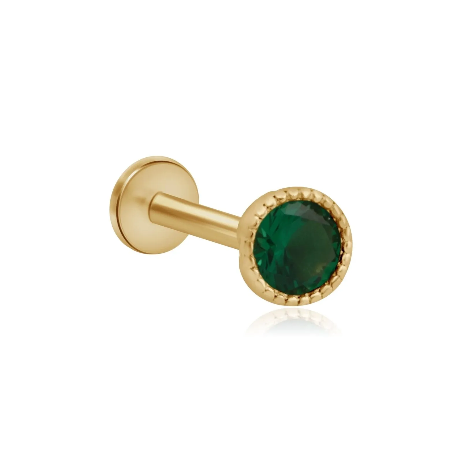 Emerald Milgrain Bezel Flat Back Stud