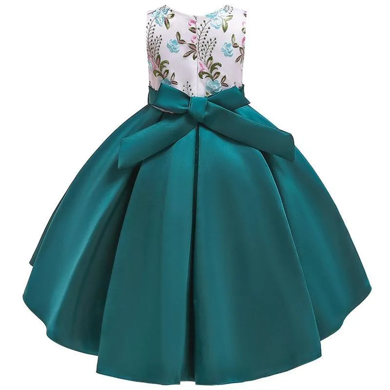 Floral Bow Dress For Girls- Sleeveless