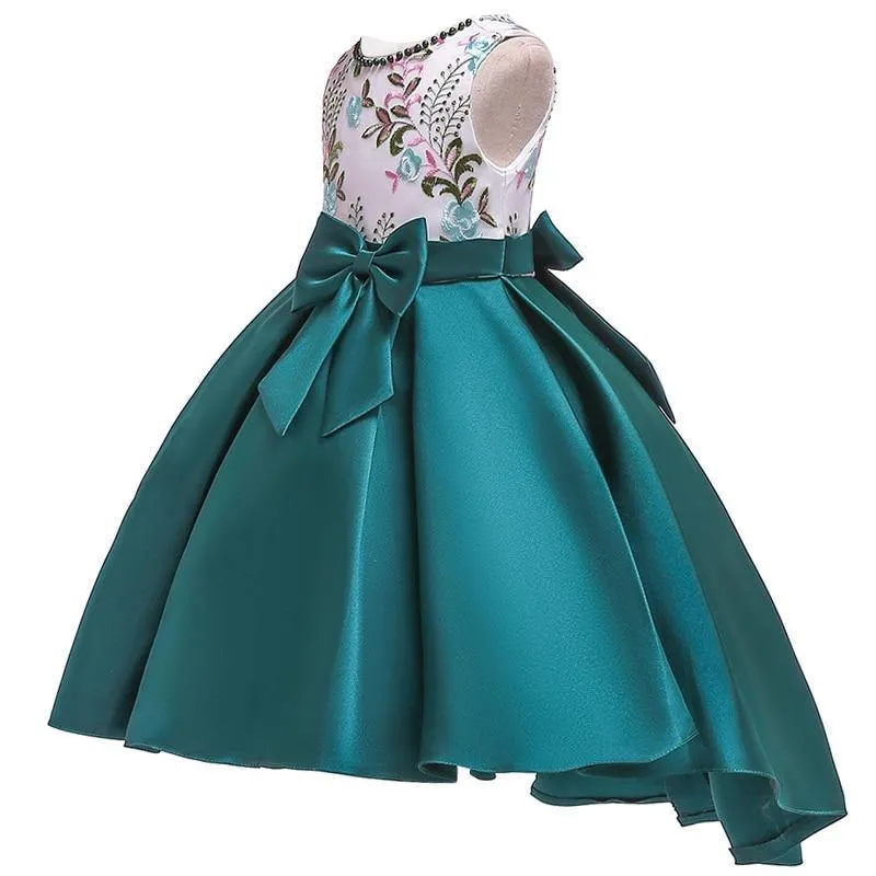 Floral Bow Dress For Girls- Sleeveless