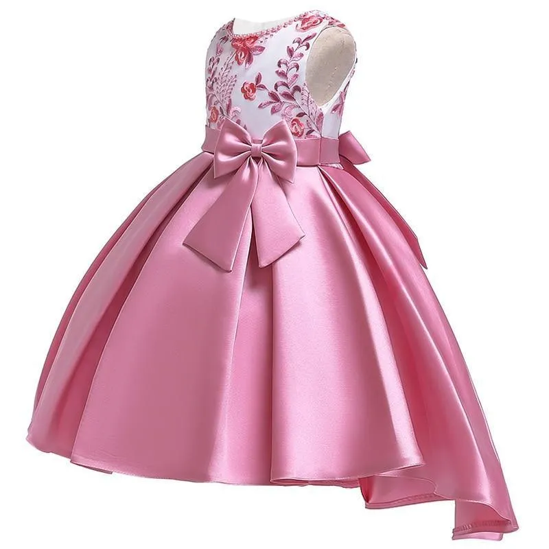 Floral Bow Dress For Girls- Sleeveless