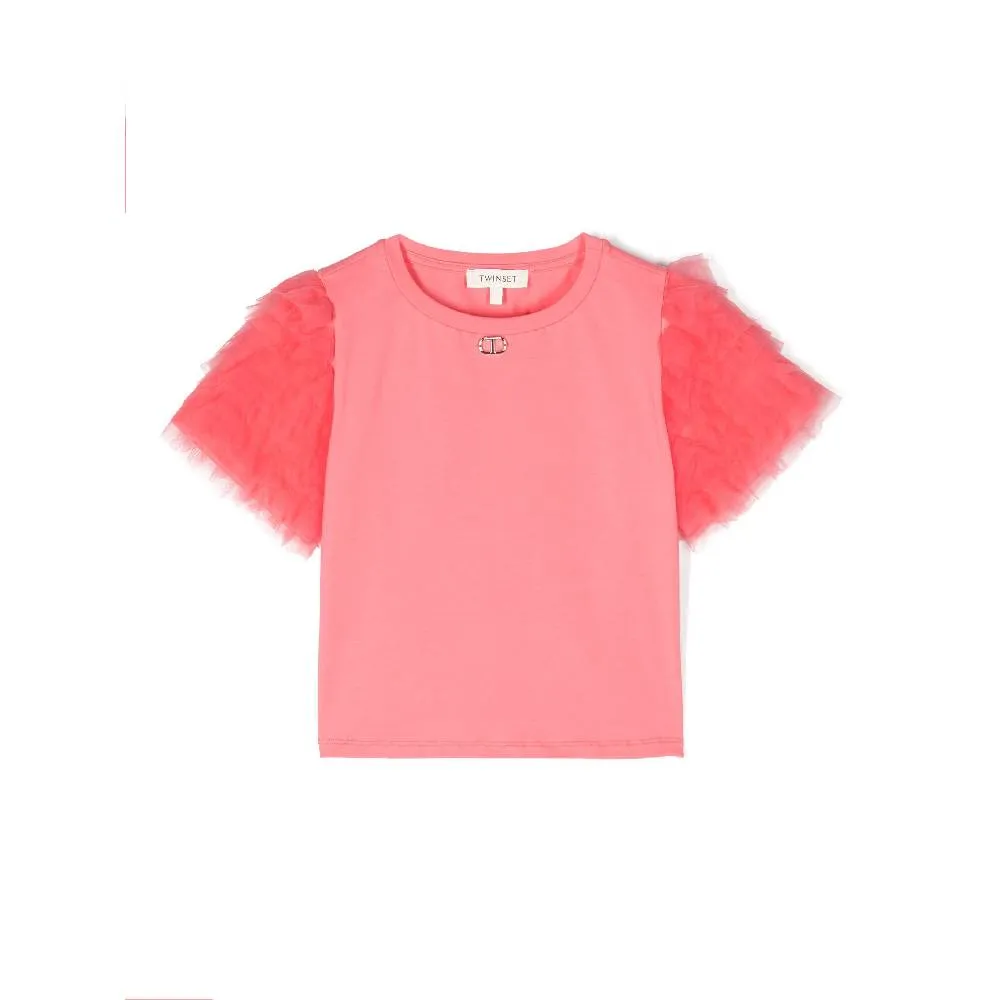 Flounced Tulle Sleeves T-shirt