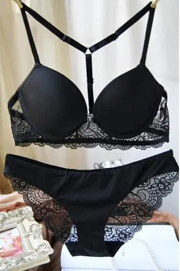 Front Open Bra Front Closure Bra T- back Push-up Bra Sexy Bra Panty Set Pushup Bra Panty Set