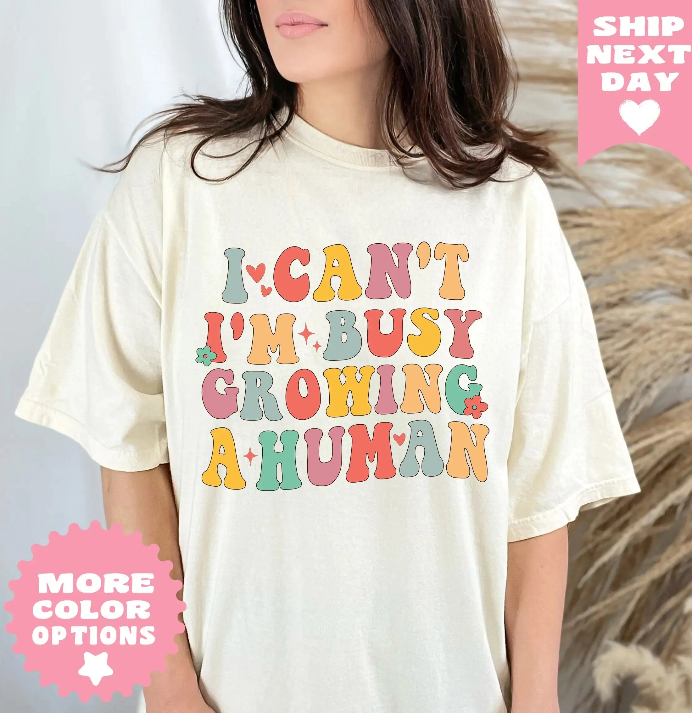 I Can't I'm Busy Growing A Human Shirt, Funny Pregnancy Shirt, Cute Mom Shirt, Funny Mama T-Shirt, Baby Shower Gift for Mom,Maternity Reveal