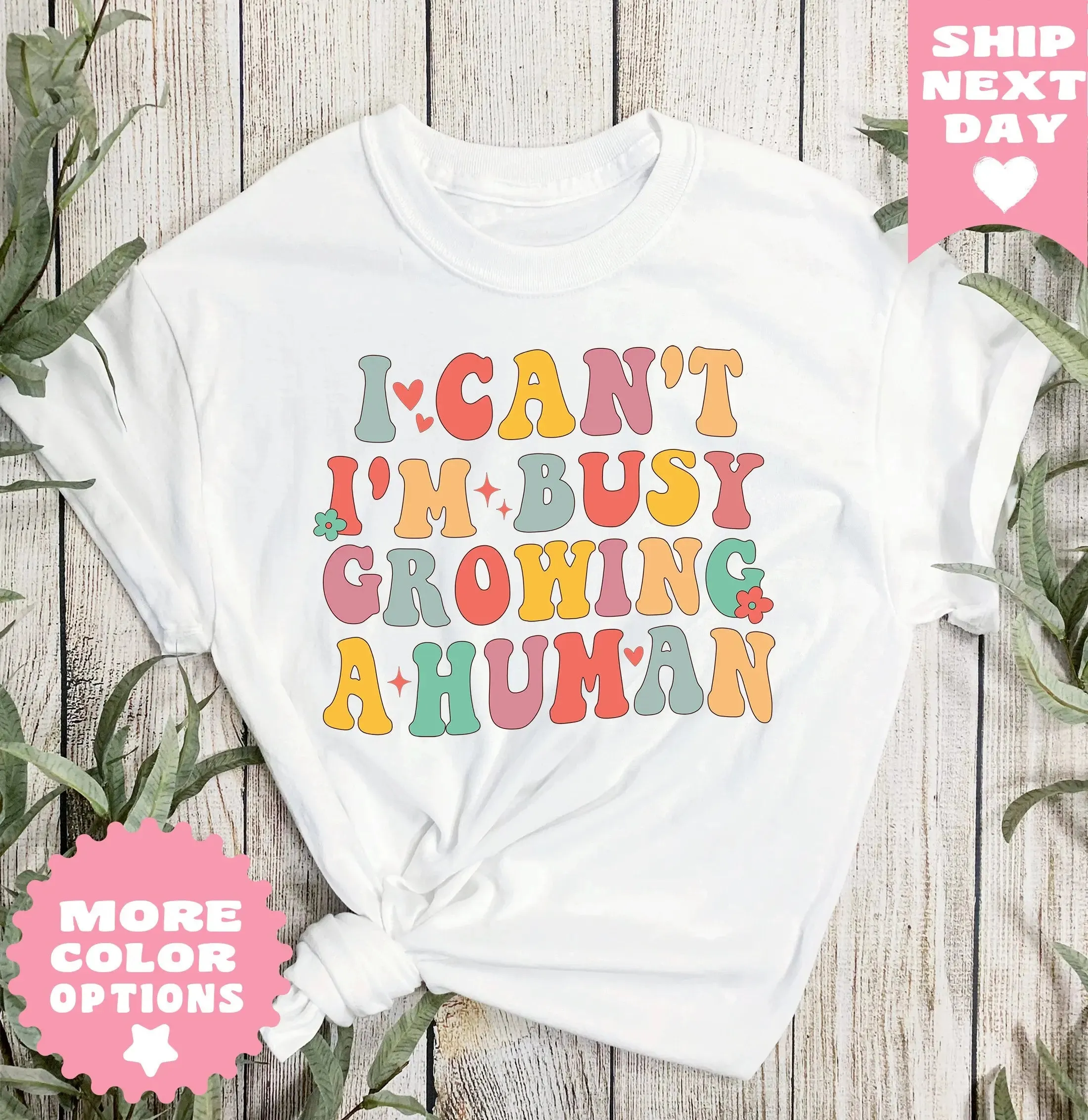 I Can't I'm Busy Growing A Human Shirt, Funny Pregnancy Shirt, Cute Mom Shirt, Funny Mama T-Shirt, Baby Shower Gift for Mom,Maternity Reveal