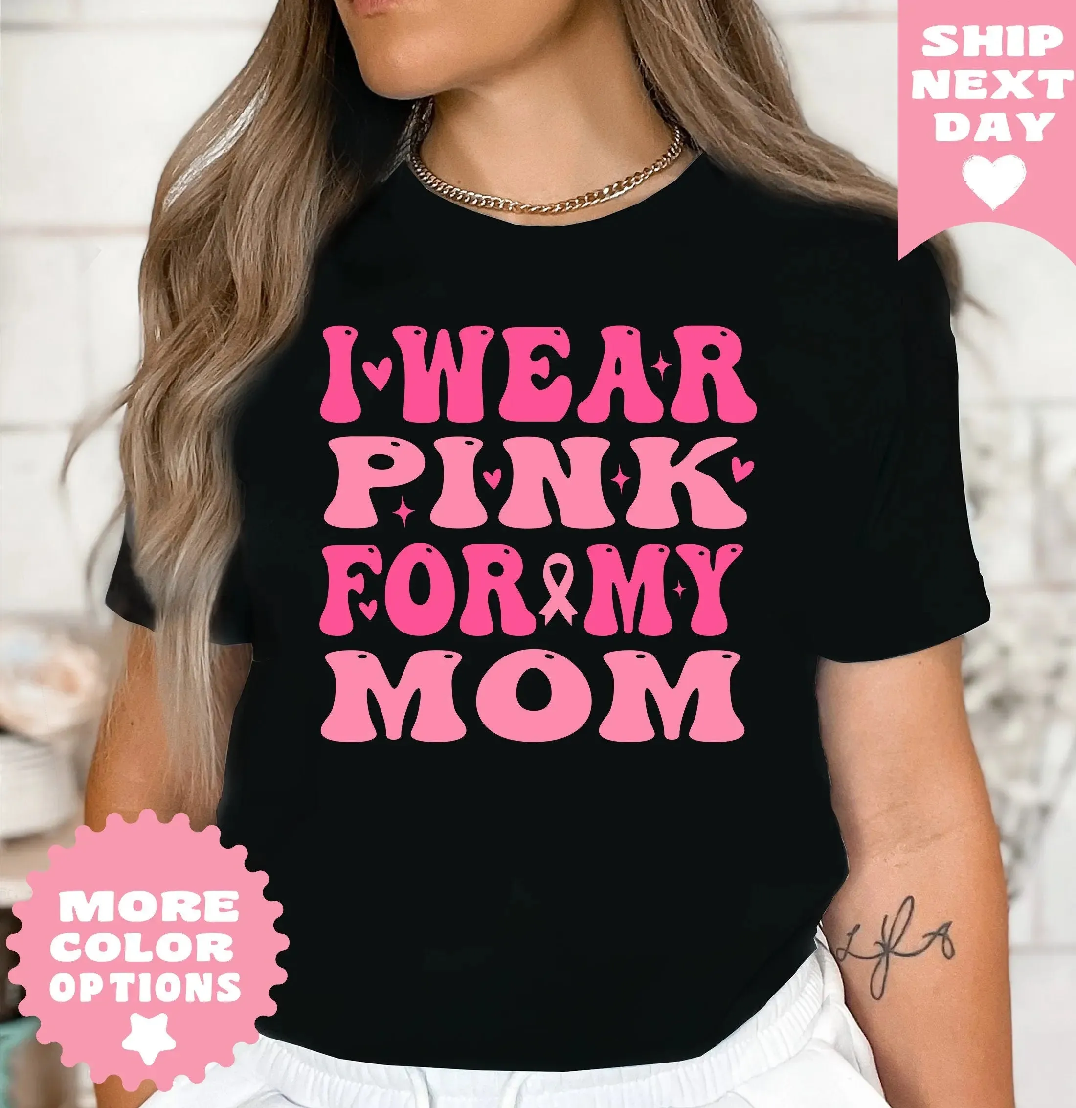 I Wear Pink For My Mom Shirt, Pink Ribbon Shirt, Breast Cancer Shirt, Cancer TShirt, Cancer Mom TShirt, Cancer Awareness, Cancer Support Tee