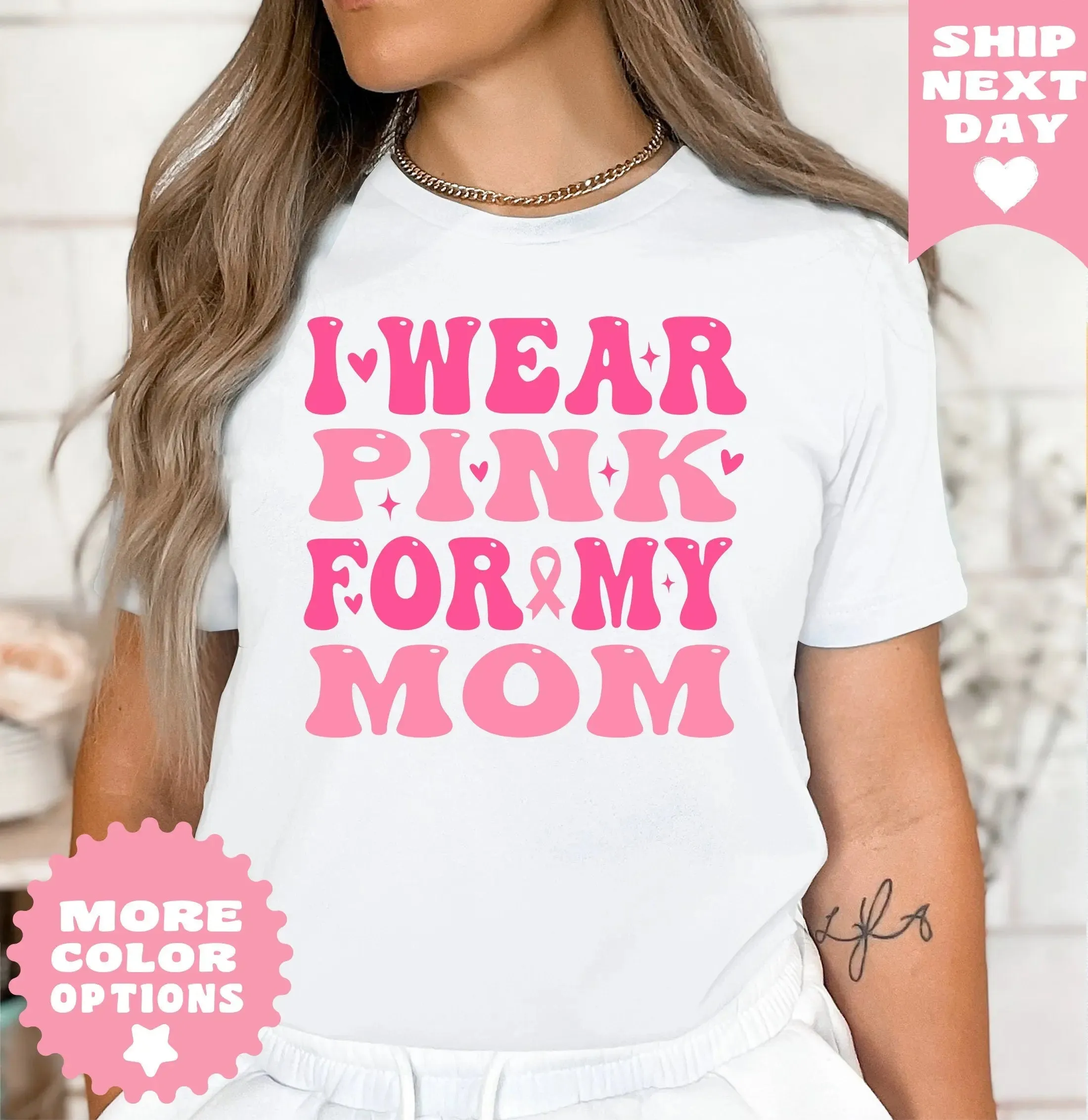 I Wear Pink For My Mom Shirt, Pink Ribbon Shirt, Breast Cancer Shirt, Cancer TShirt, Cancer Mom TShirt, Cancer Awareness, Cancer Support Tee