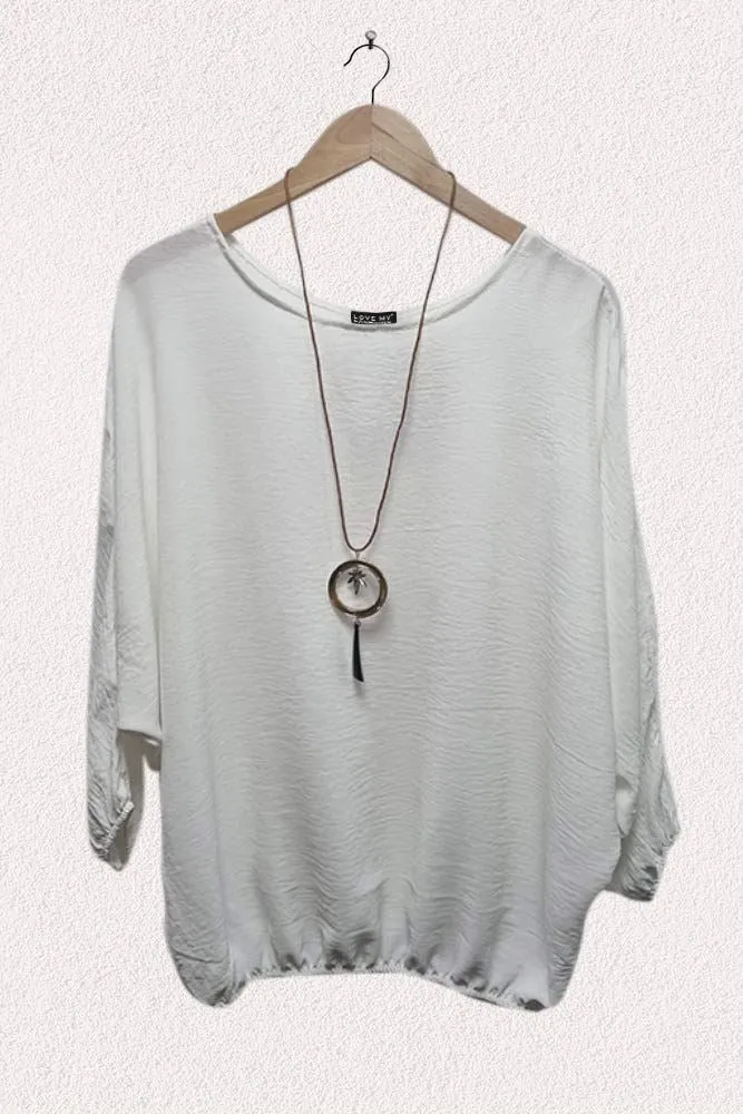 Italian Elasticated Hem Necklace Top