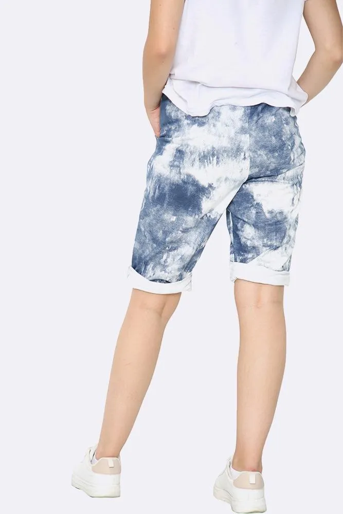 Italian Washed  Tie Dye Print Cropped Pants