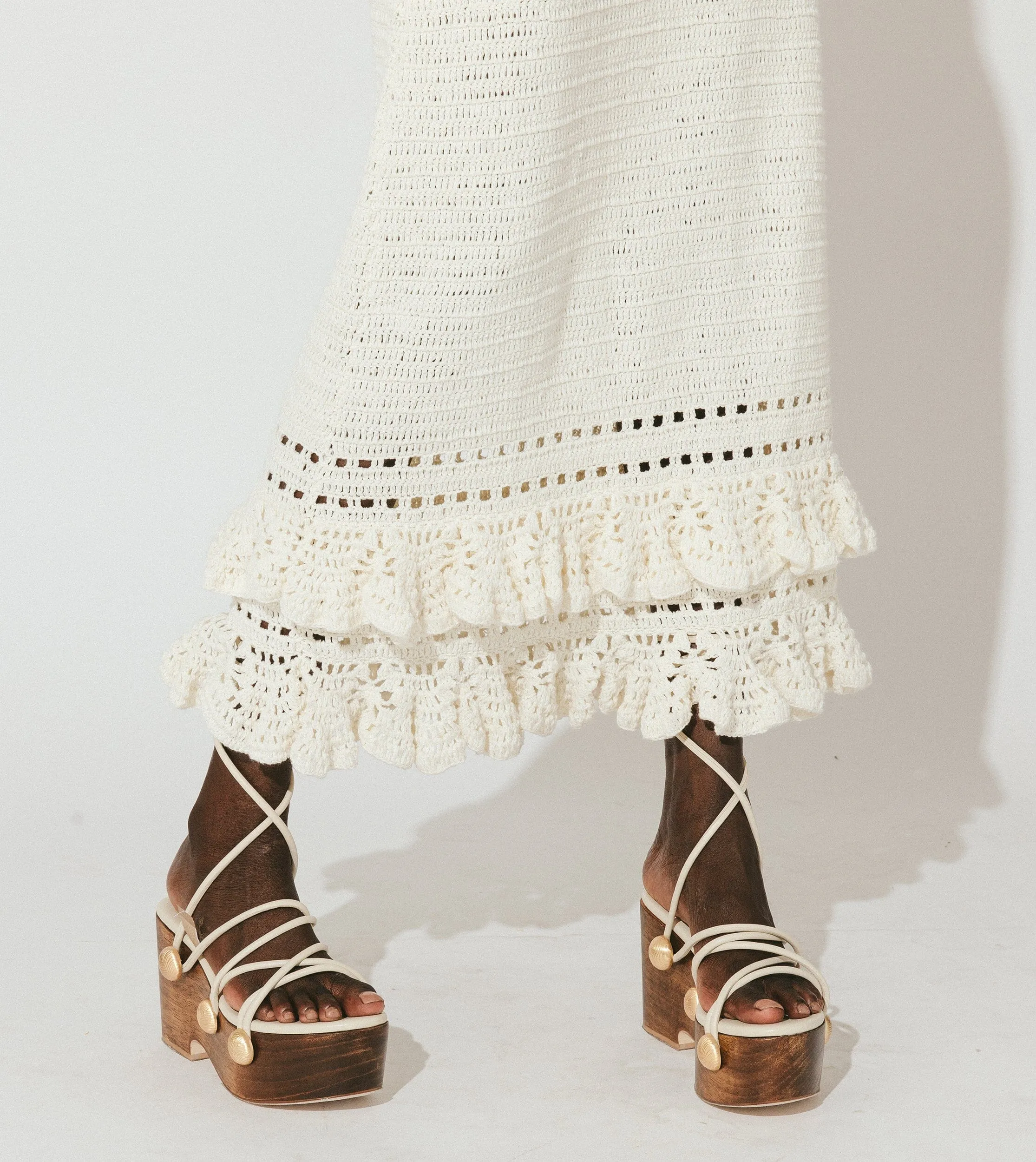 Janis Hand Crochet Midi Dress | Ivory