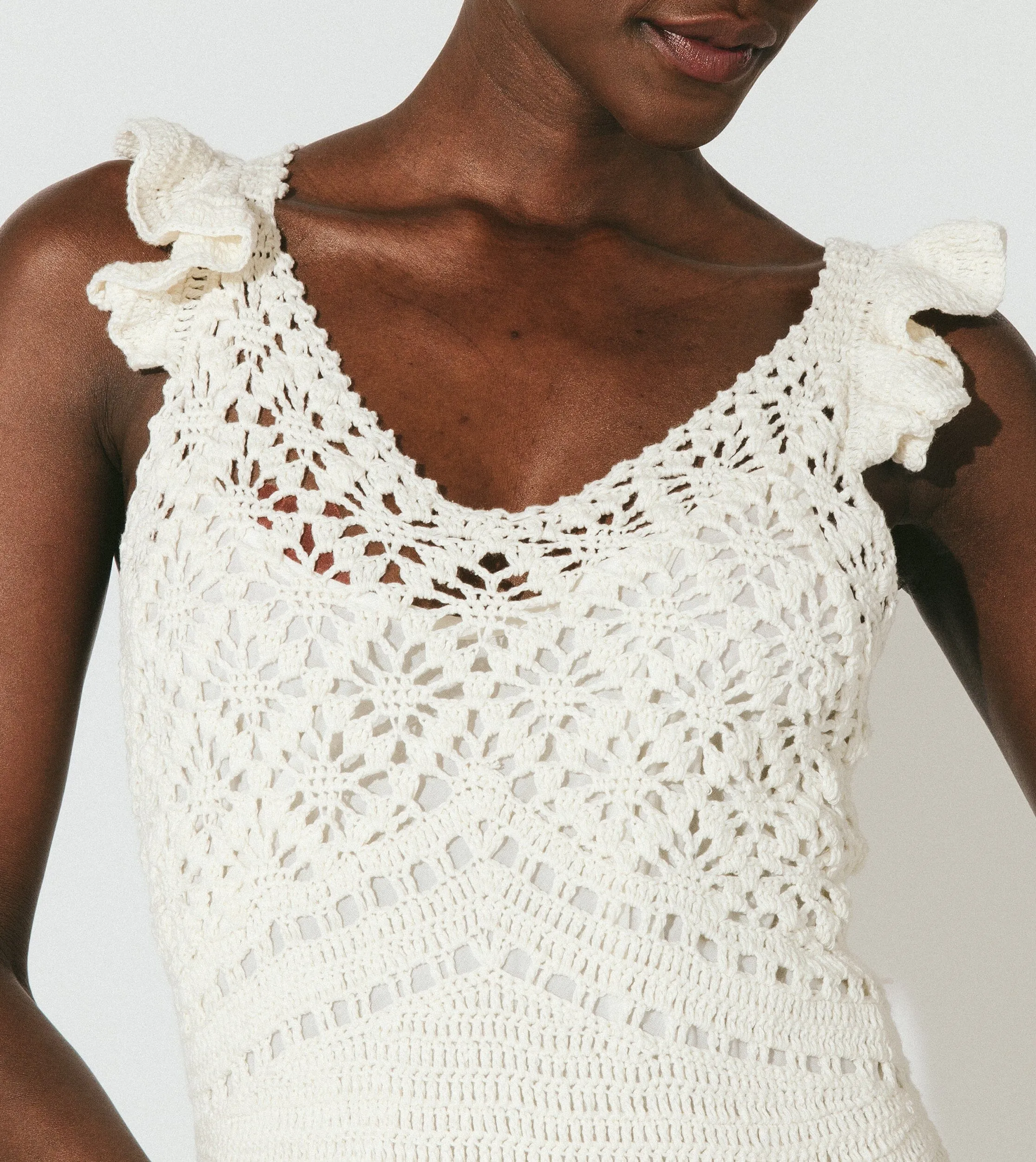 Janis Hand Crochet Midi Dress | Ivory