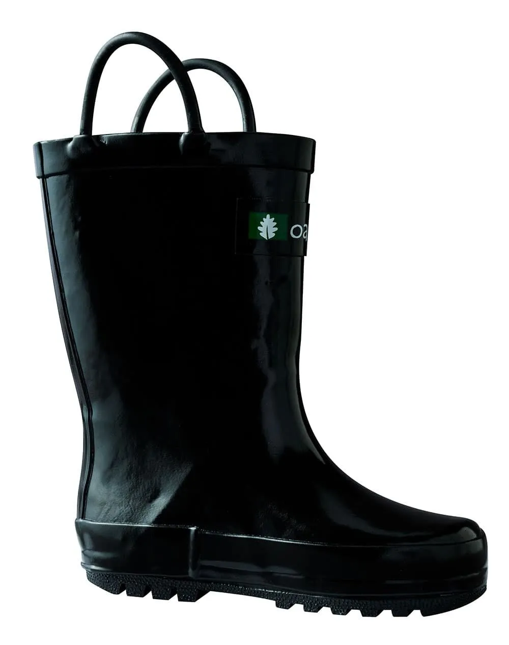 Jet Black Loop Handle Rubber Rain Boots