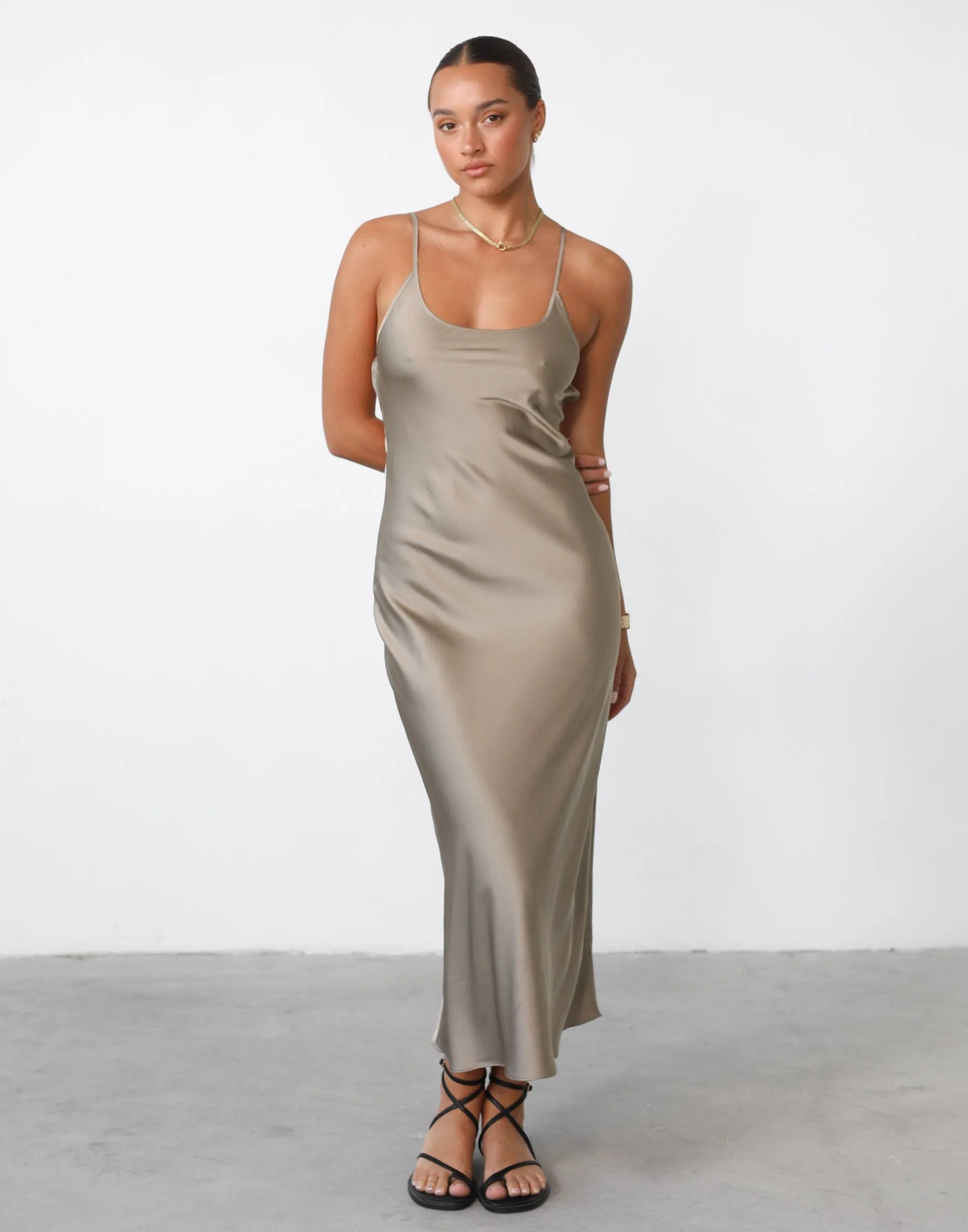 Juliette Satin Dress (Mineral) - By Lioness