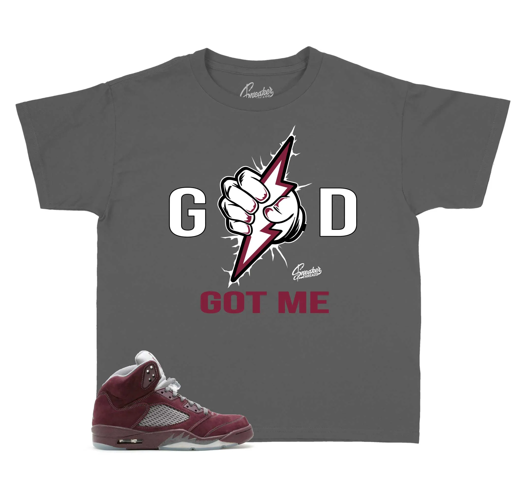 Kids - Burgundy 5 God Got Me Shirt