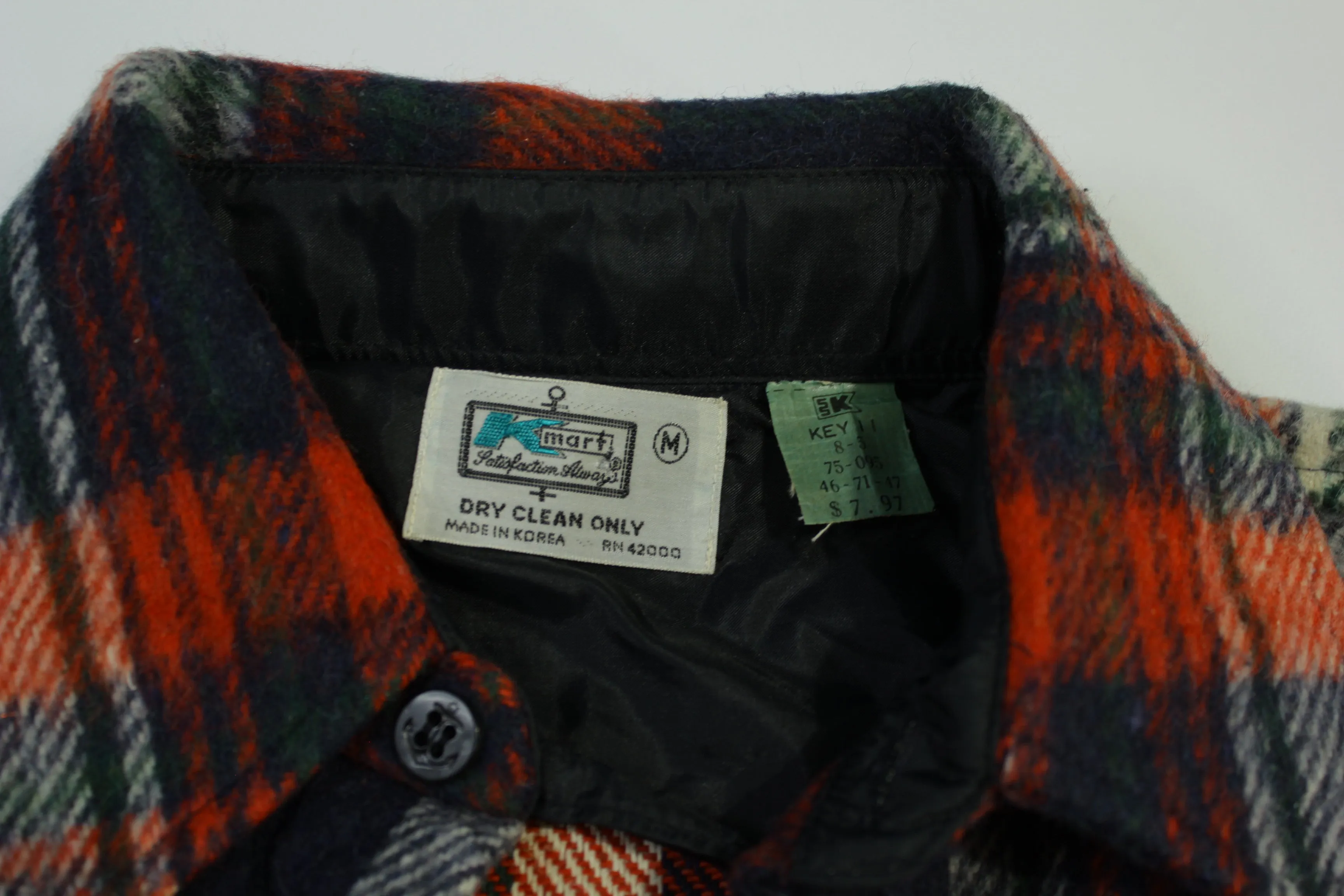 Kmart Key Brushed Wool Blend Vintage 70's  Plaid Lumberjack Flannel Shirt (NOS Deadstock)