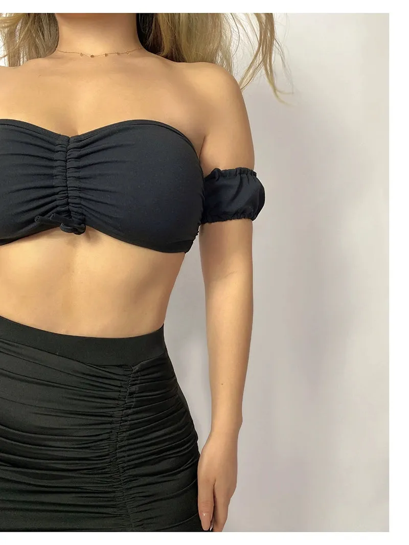 La Fitwear Set Off Shoulder Black