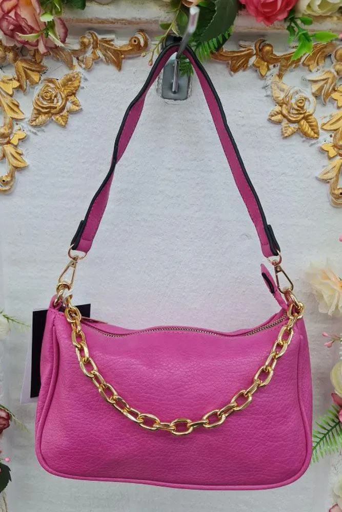 Leather Crescent Chain Shoulder Bag