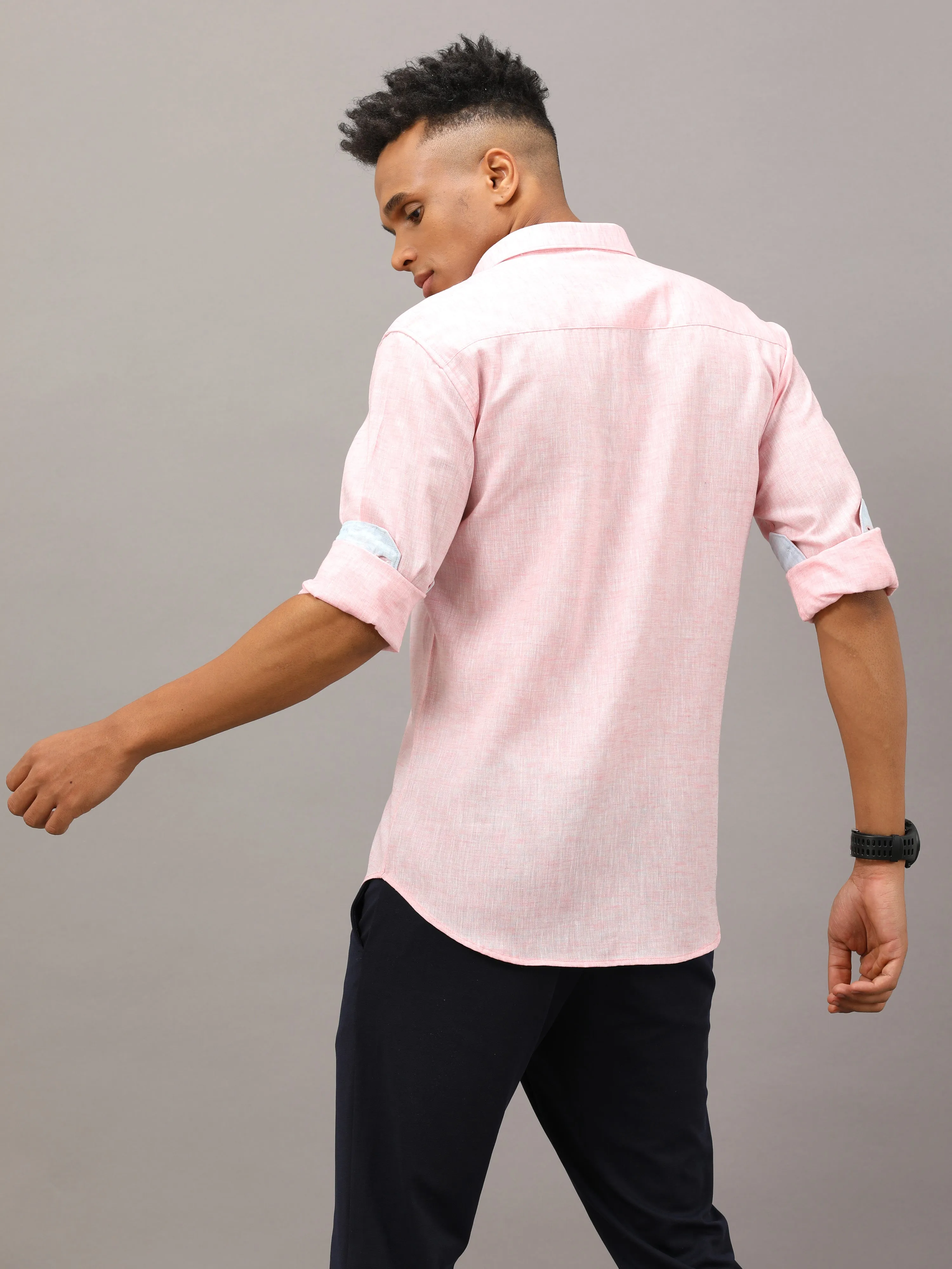 Light Pink Fit Linen Shirt